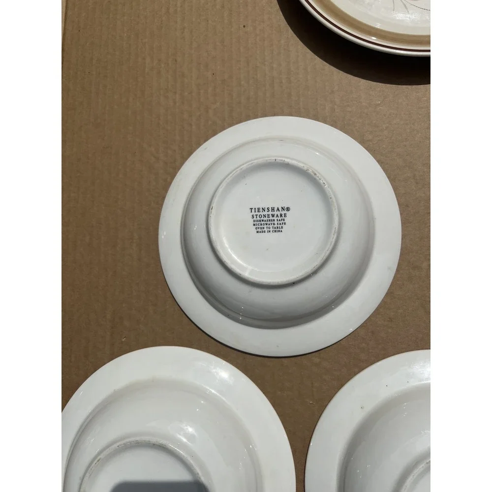 Set of‎ 3 Tienshan Stoneware Hummingbird Floral Soup Cereal Bowls Dinnerware